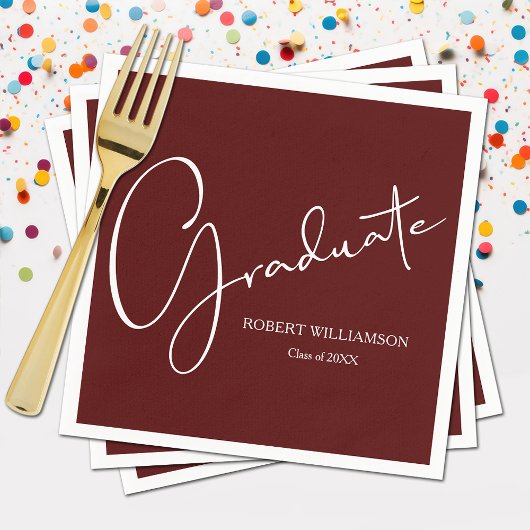 Modern Script Afstuderen Maroon Servet