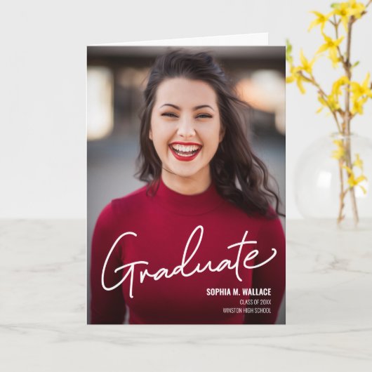 Modern script Afstuderen middelbare school Kaart (Gele Bloem)