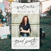 Modern Script Afstuderen Party Foto Welkom Spandoek