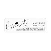 Modern Script Afstuderen Pet Aangepaste kleuren Etiket (Voorkant)