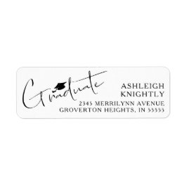 Modern Script Afstuderen Pet Aangepaste kleuren Etiket