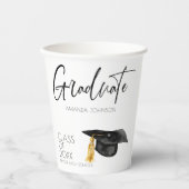 Modern Script Afstuderen Pet Afstuderen Papieren Bekers (Voorkant)
