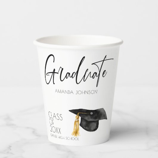 Modern Script Afstuderen Pet Afstuderen Papieren Bekers (Voorkant)