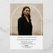 Modern Script Afstuderen Photo Arch-Afstuderen Folie Uitnodiging (Achterkant)