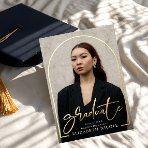 Modern Script Afstuderen Photo Arch-Afstuderen Folie Uitnodiging