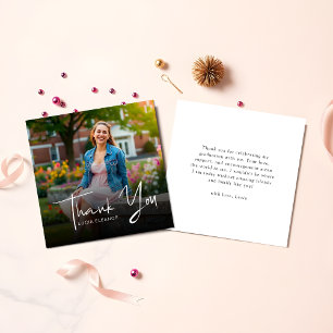 Modern Script Afstuderen Photo Budget Dank u Notitiekaartje