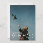 Modern Script Afstuderen Photo Invitation Kaart (Voorkant)
