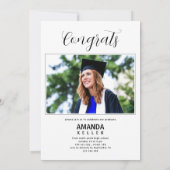 Modern Script Afstuderen Photo Invitation Kaart (Achterkant)