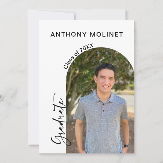 Modern Script Afstuderen Photo Party Kaart (Voorkant)