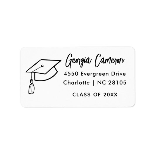 Modern Script Afstuderen Return Address Label (Voorkant)