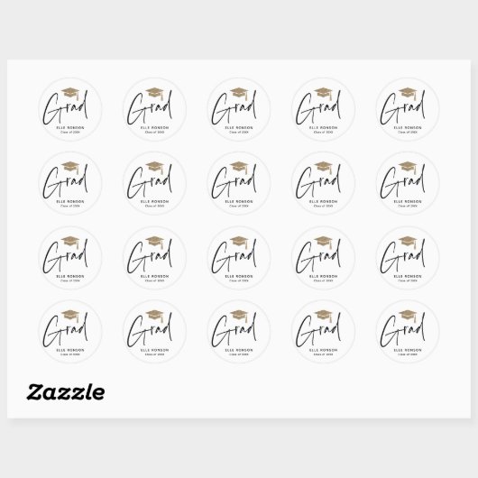 Modern Script-Afstuderen Ronde Sticker (Vel)