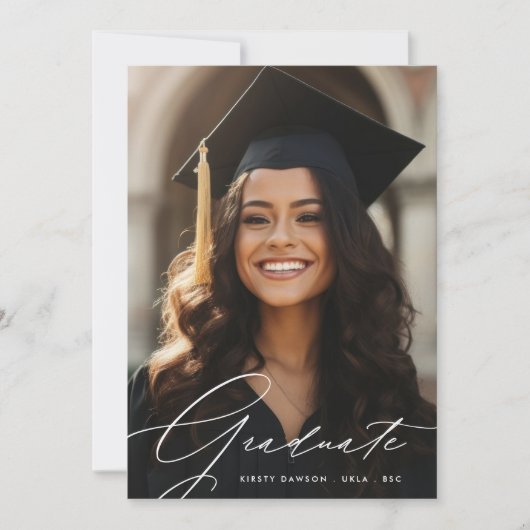 Modern Script AFSTUDEREN twee foto-AFSTUDEREN Aankondiging (Voorkant)