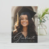 Modern Script AFSTUDEREN twee foto-AFSTUDEREN Aankondiging (Staand voorkant)