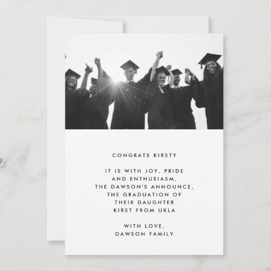 Modern Script AFSTUDEREN twee foto-AFSTUDEREN Aankondiging (Achterkant)