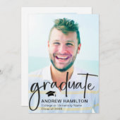 Modern Script Afstuderen twee foto-Afstuderen cool Aankondiging (Voorkant / Achterkant)