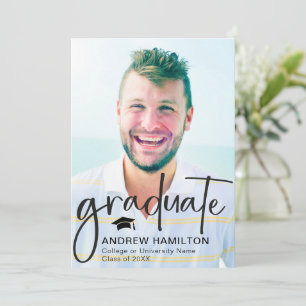 Modern Script Afstuderen twee foto-Afstuderen cool Aankondiging