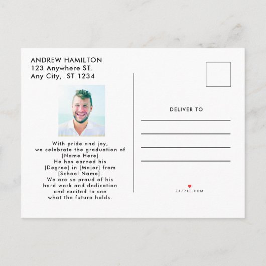 Modern Script Afstuderen twee foto-Afstuderen cool Aankondigingskaart (Achterkant)