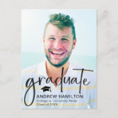 Modern Script Afstuderen twee foto-Afstuderen cool Aankondigingskaart (Voorkant)