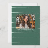 Modern script afstuderen twee groene foto afstuder aankondiging (Achterkant)