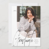 Modern script afstuderen unieke één foto afstudere kaart (Voorkant)