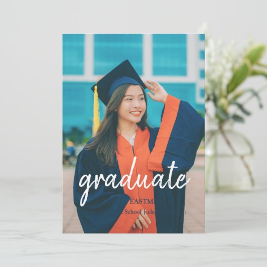 Modern Script Afstuderen verfijnd foto Afstuderen Kaart (Staand voorkant)