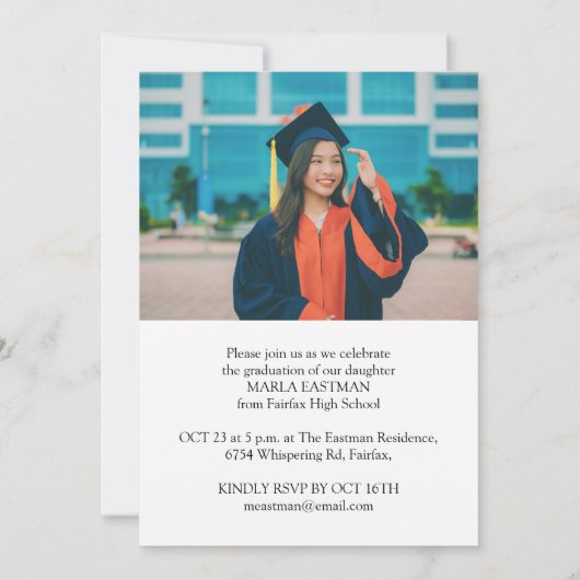 Modern Script Afstuderen verfijnd foto Afstuderen Kaart (Achterkant)