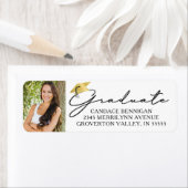 Modern script Afstuderen zwart fotolabel met Pet G Etiket (Insitu)