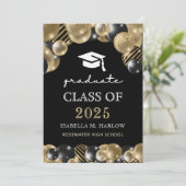 Modern Script Afstuderen zwart goud Aankondiging (Staand voorkant)