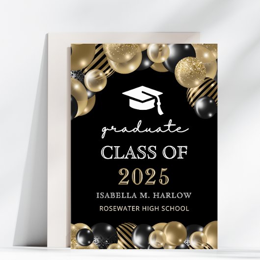 Modern Script Afstuderen zwart goud Aankondiging