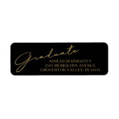 Modern Script Afstuderen zwart goud Etiket (Voorkant)