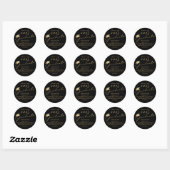 Modern Script Afstuderen zwart goud Pet Ronde Sticker (Vel)