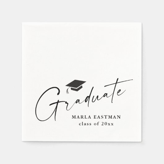 Modern Script Afstuderen zwart-wit Afstuderen Servet (Voorkant)