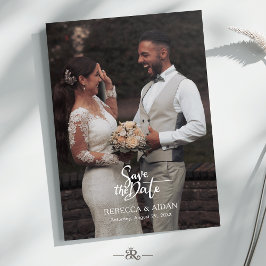 Modern Script All in One Photo Wedding Invitation Kaart