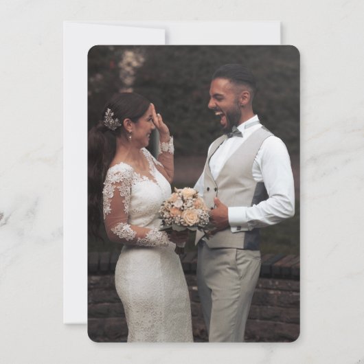 Modern Script All in One Photo Wedding Invitation Kaart (Achterkant)