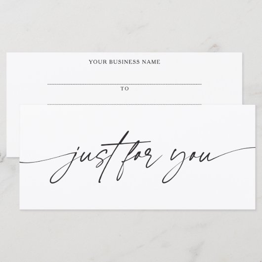 Modern Script Alleen Voor Jou Cadeaubon (Voorkant / Achterkant)