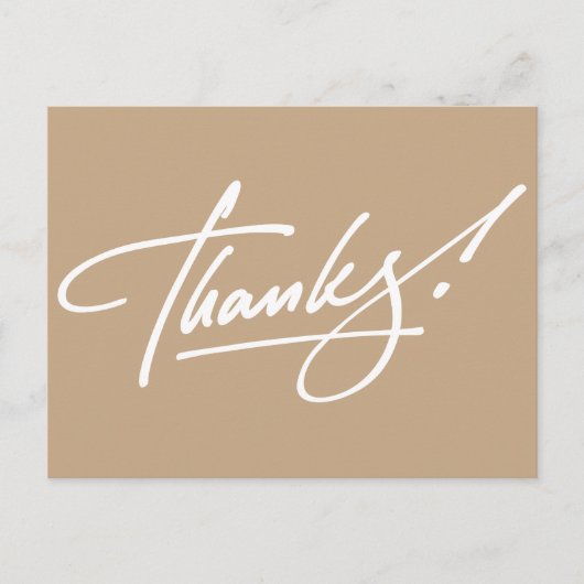 Modern script amandel bruin dank je kaart (Voorkant)