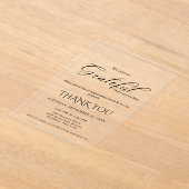 Modern script appreciatie feest, dankbaar feest acryl uitnodigingen (Laagn)