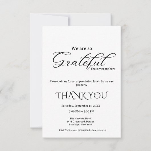 Modern script appreciatie feest, dankbaar feest kaart (Voorkant)