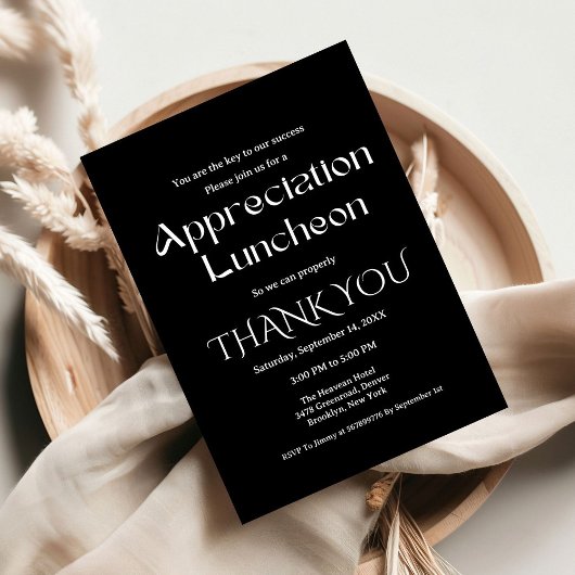 Modern script appreciatie party dankbare partij kaart