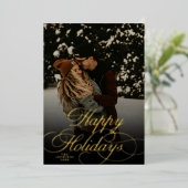 Modern Script & Arch 1 Photo Red Christmas Card Folie Feestdagenkaart (Staand Voorkant)