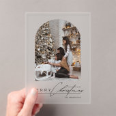 Modern Script Arch Family Photo Christmas Card Acryl Uitnodigingen (Insitu (Draagbaar))