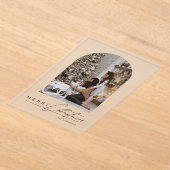 Modern Script Arch Family Photo Christmas Card Acryl Uitnodigingen (Laagn)