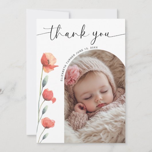 Modern Script Arch Lijst Flowery Bedankkaart (Voorkant)