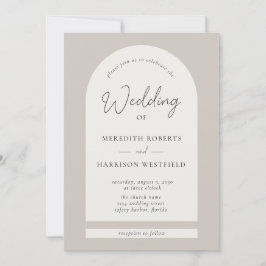 Modern Script Arch Lijst Taupe Ecru Bruiloft Kaart