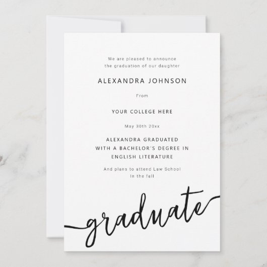 Modern Script Arch Photo Afstuderen Aankondiging (Achterkant)