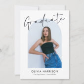 Modern Script Arch Photo Afstuderen Kaart (Voorkant)