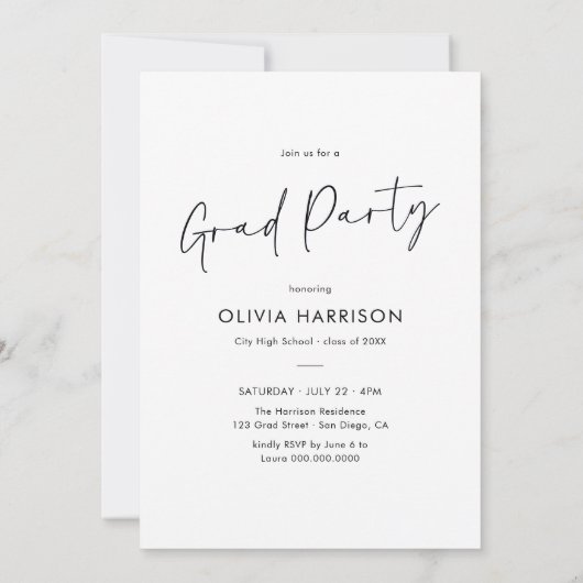 Modern Script Arch Photo Afstuderen Kaart (Achterkant)