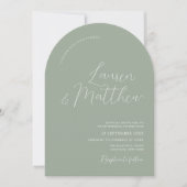 Modern Script Arch Sage Wedding Invitation Kaart (Voorkant)