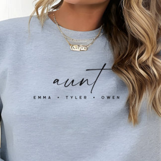 Modern Script “Aunt” Children's Names, Aunt Gift Trui