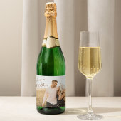 Modern Script Autumn Foliage Bewaar de datumfoto Sparkling Wijnetiket